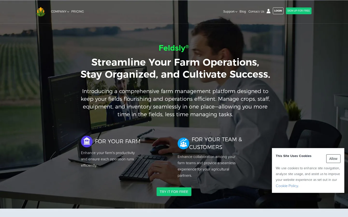 Feldsly website homepage