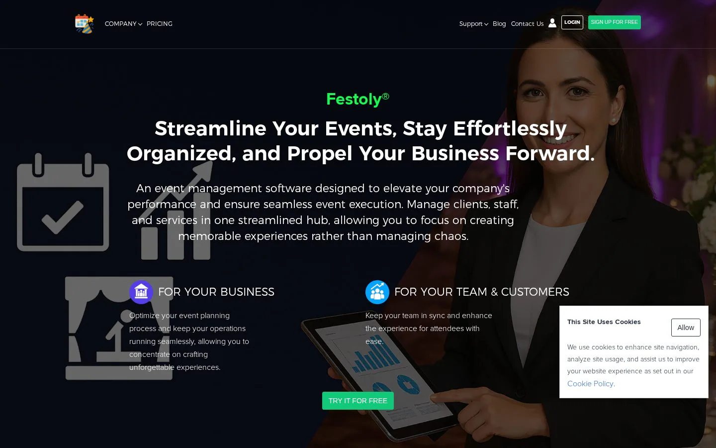 Festoly website homepage
