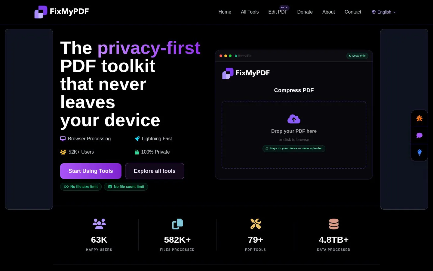 FixMyPDF website homepage