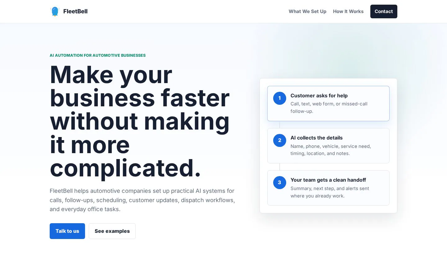 Fleetbell website homepage