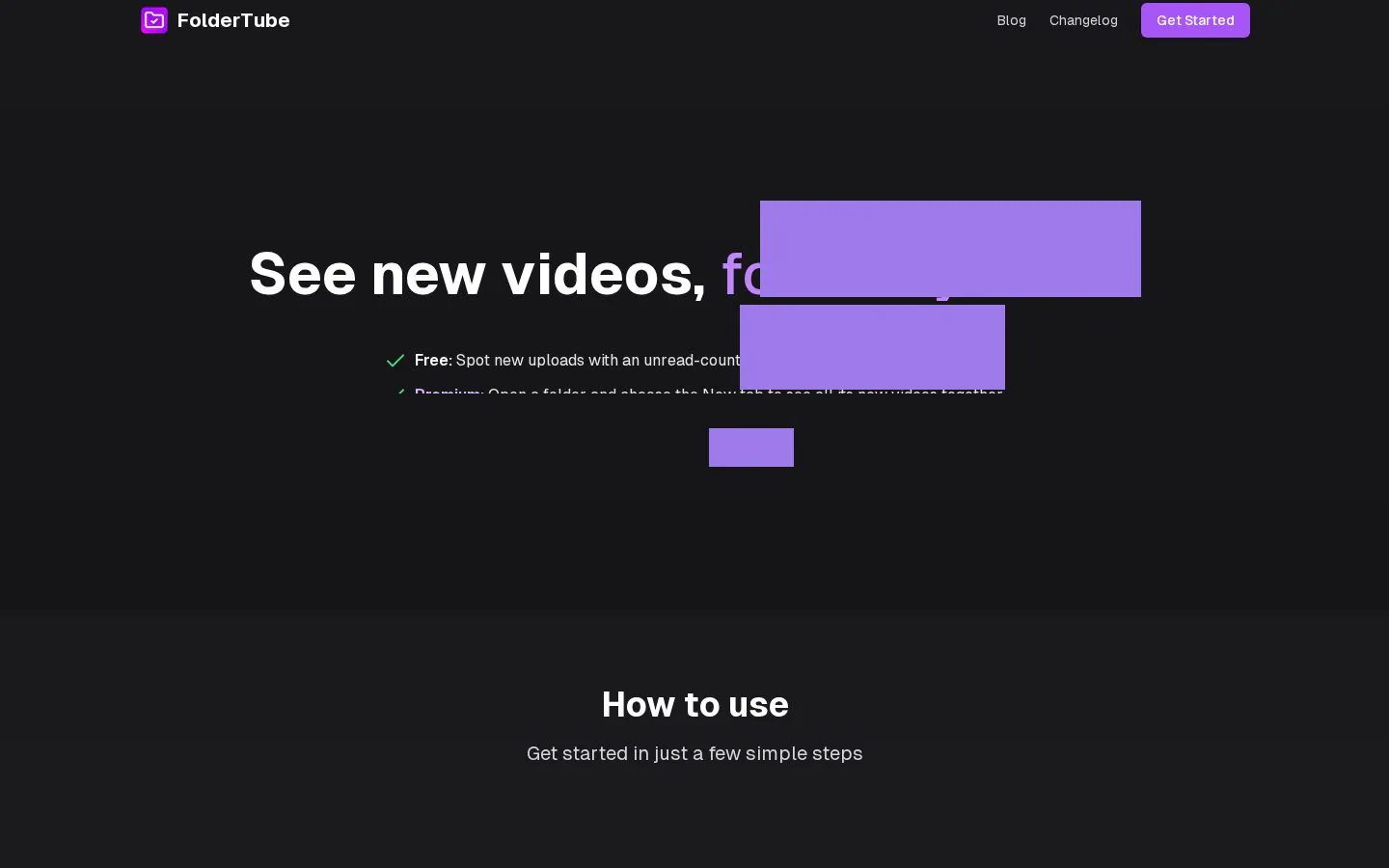 FolderTube website homepage
