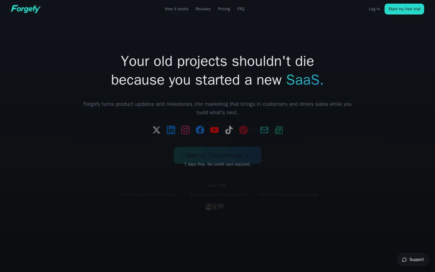 Homepage of forgefy.io