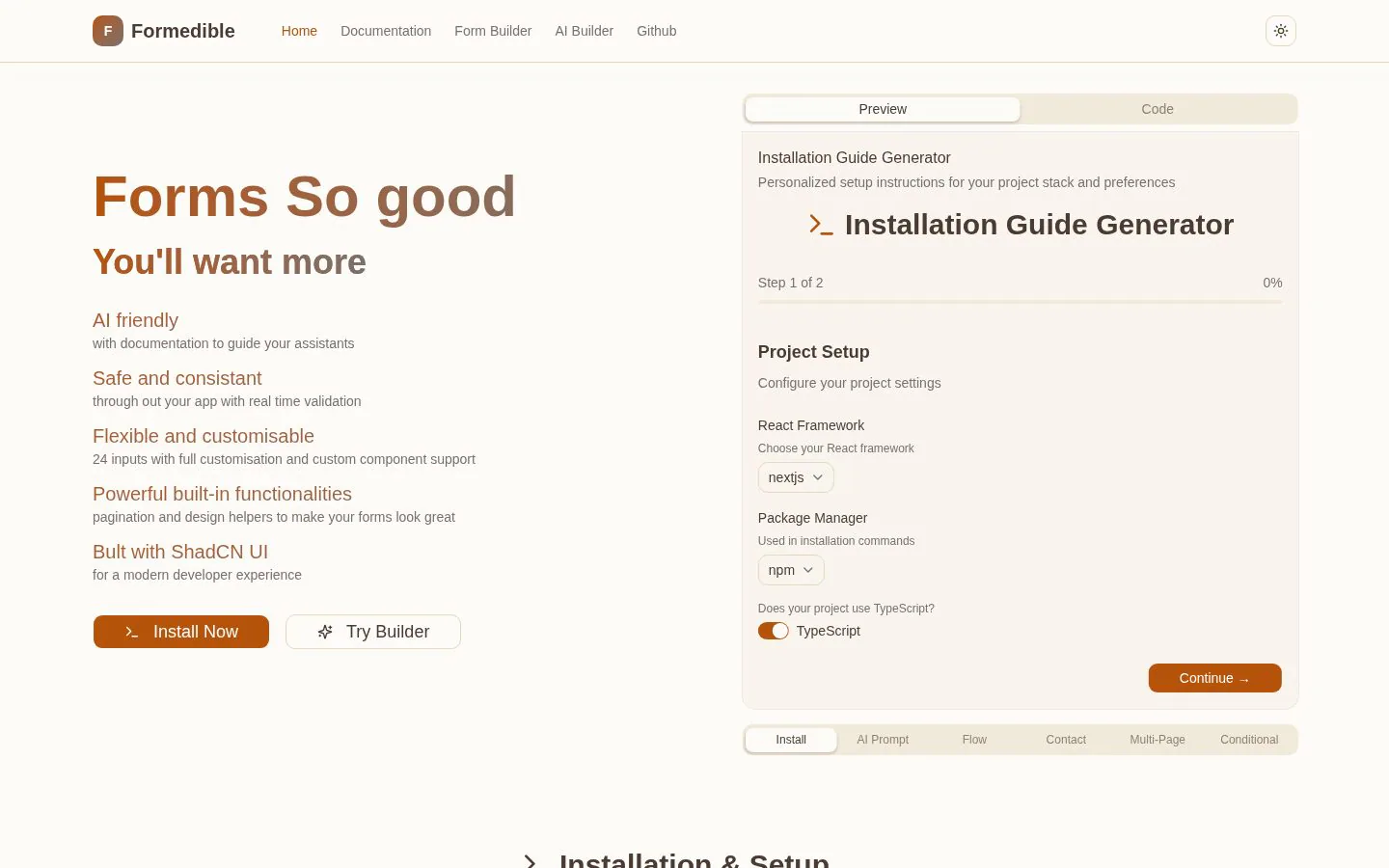 Formedible website homepage