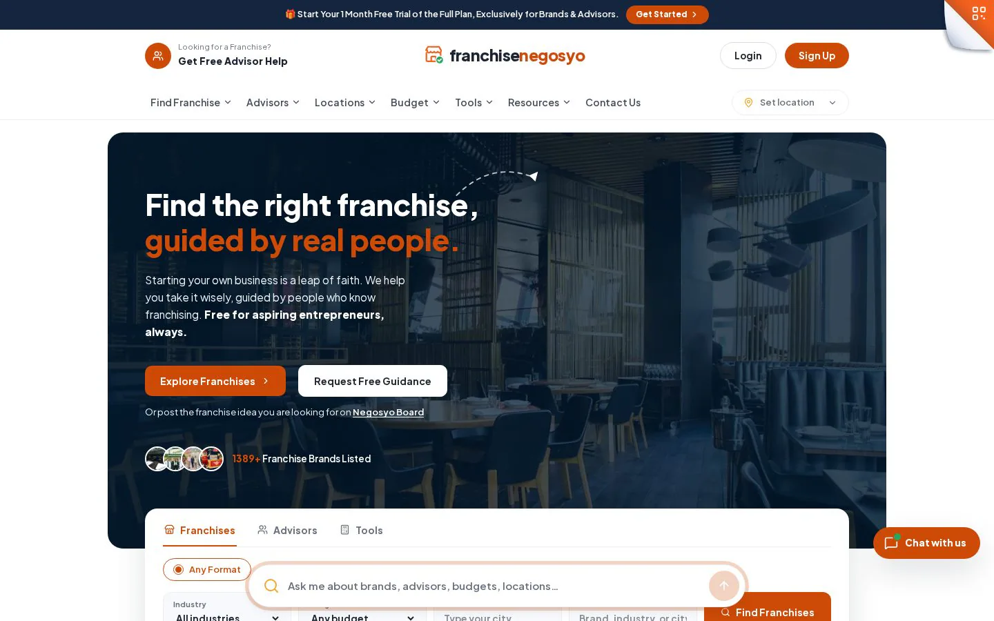Homepage of franchisenegosyo.com