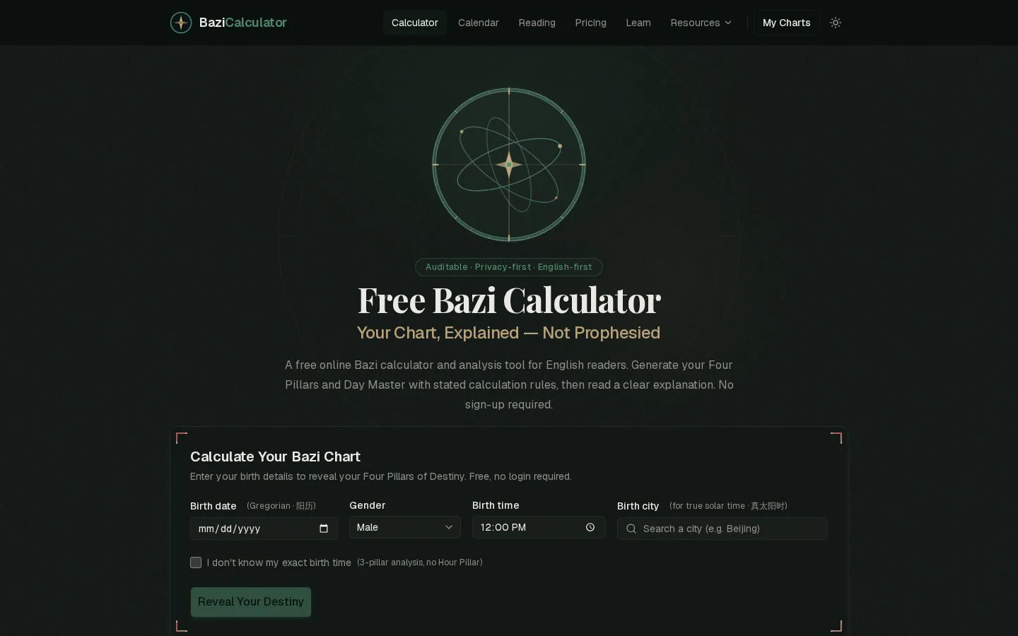 Free Bazi Calculator and Analysis product screenshot