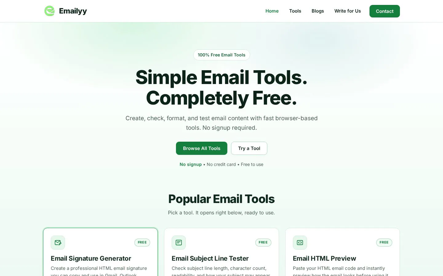 Homepage of emailyy.online