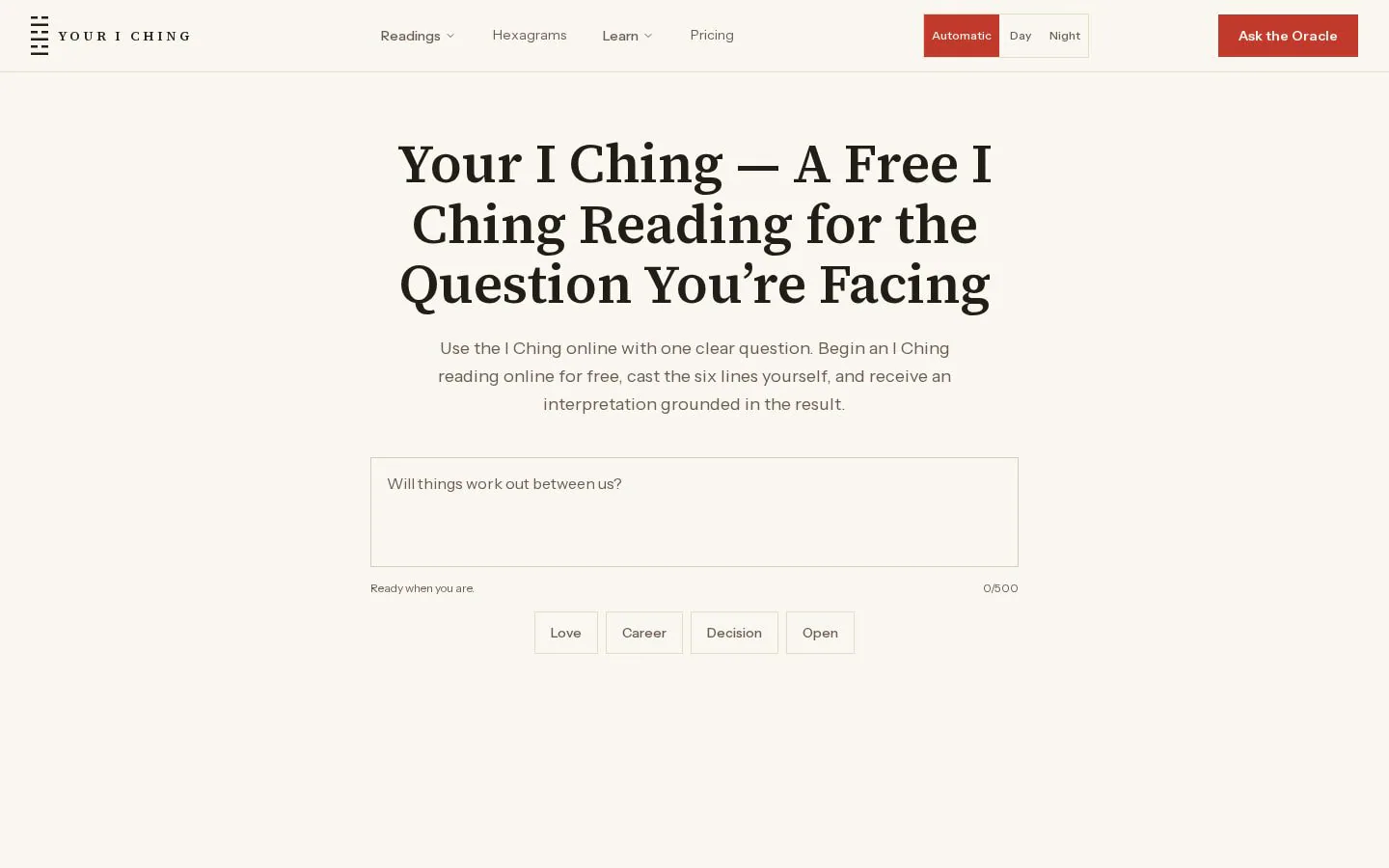 Free I Ching Reading Online Your I Ching