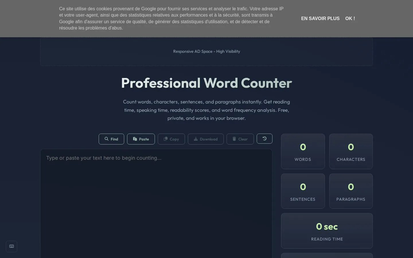 Free Live Word Counter Tool website homepage