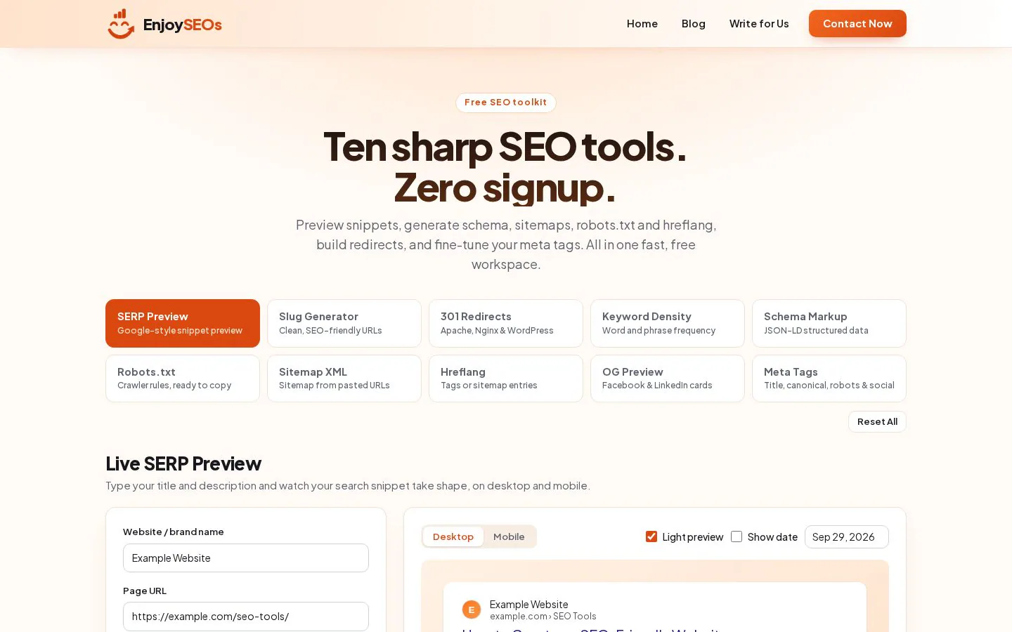 Homepage of enjoyseos.online