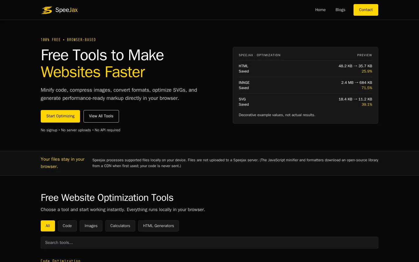 Homepage of speejax.online