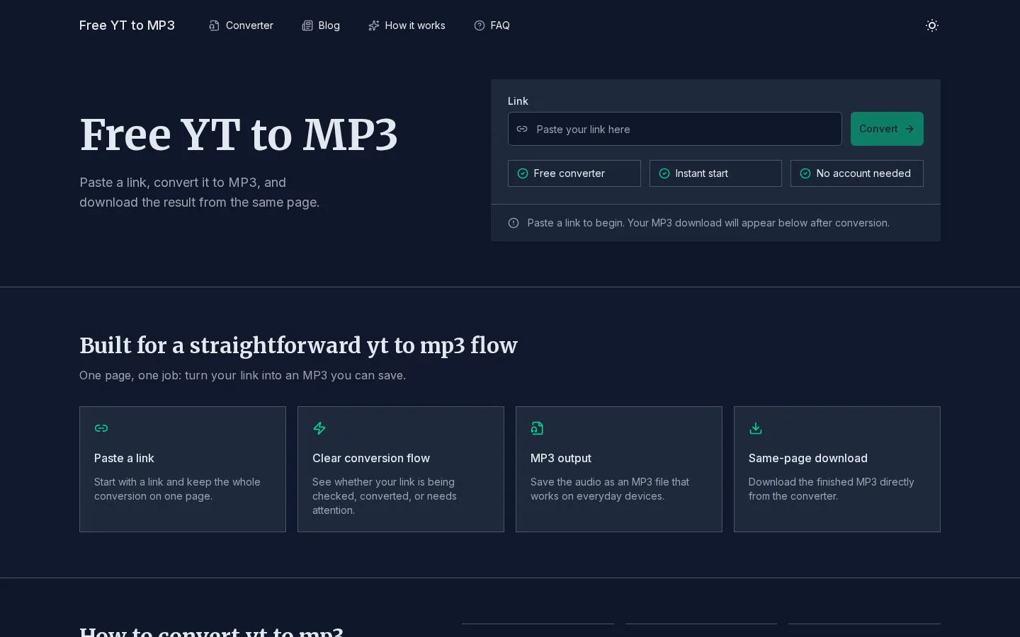 Homepage of freeyttomp3.com