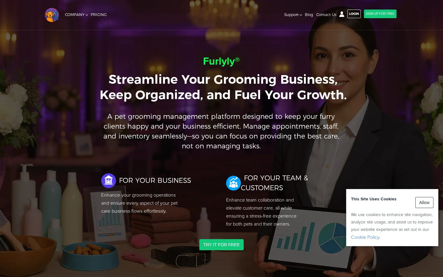 Furlyly website homepage