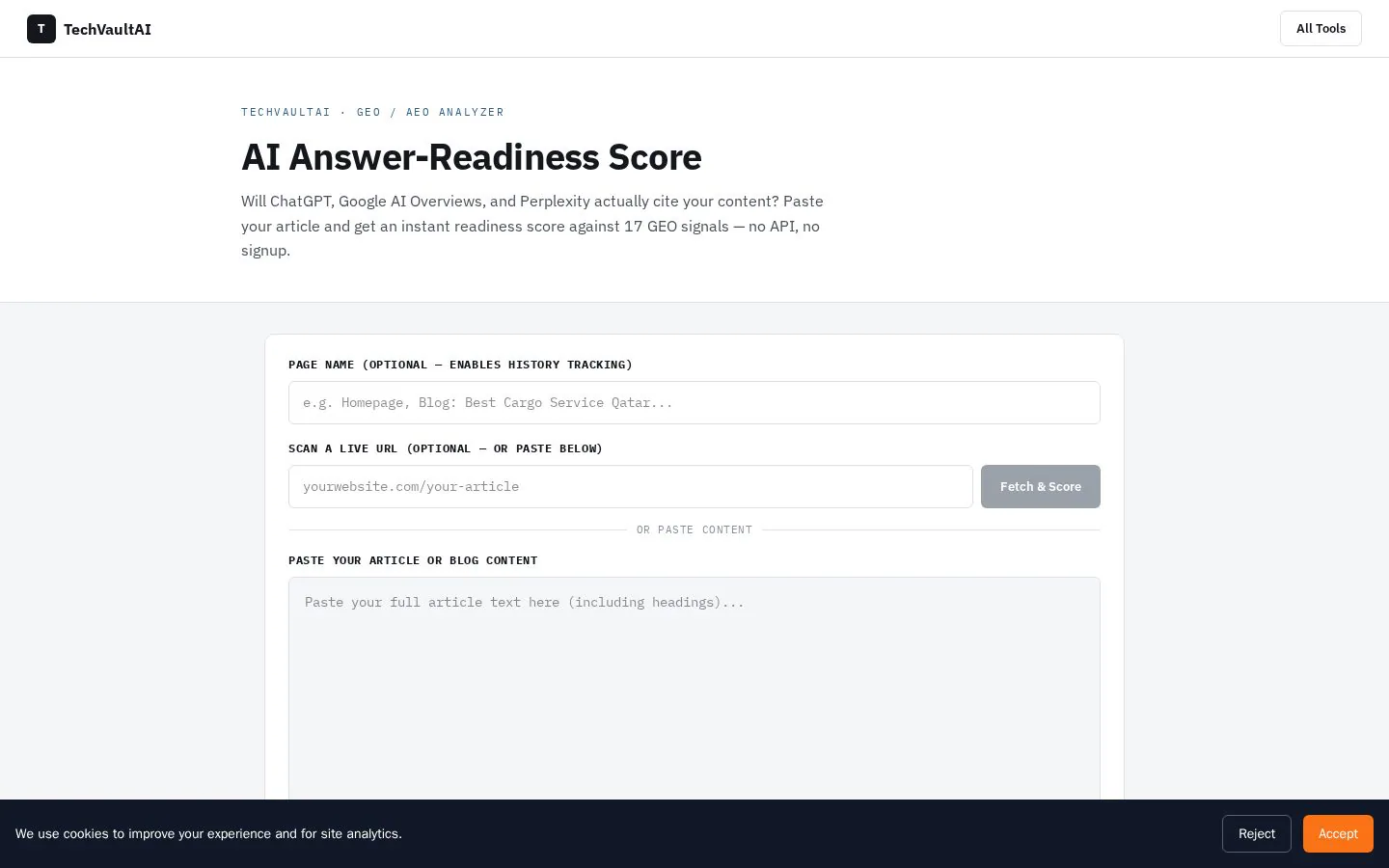 Geo Checker website homepage
