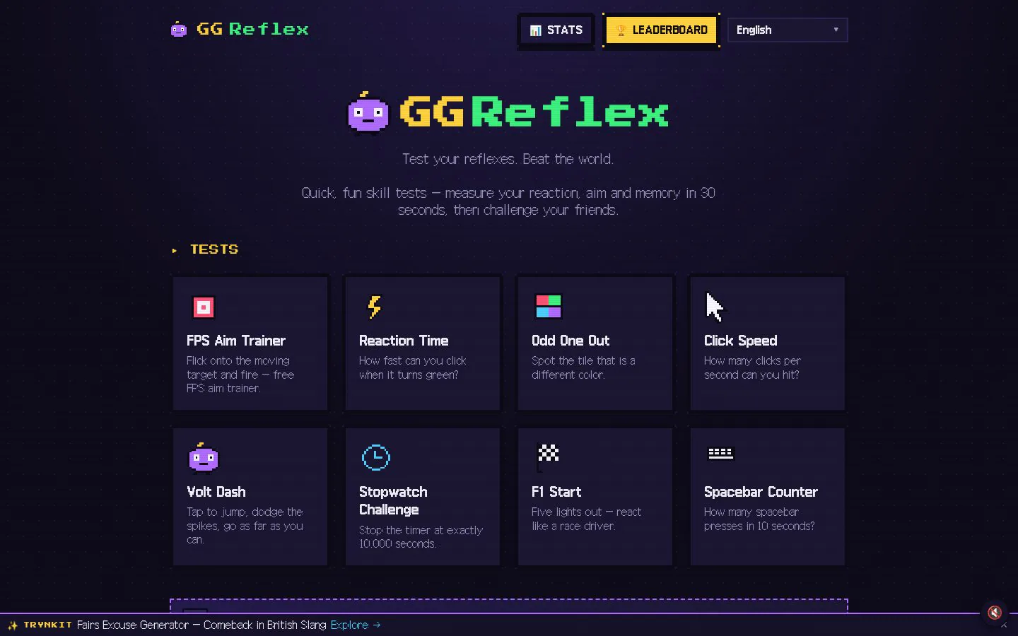 GGReflex website homepage