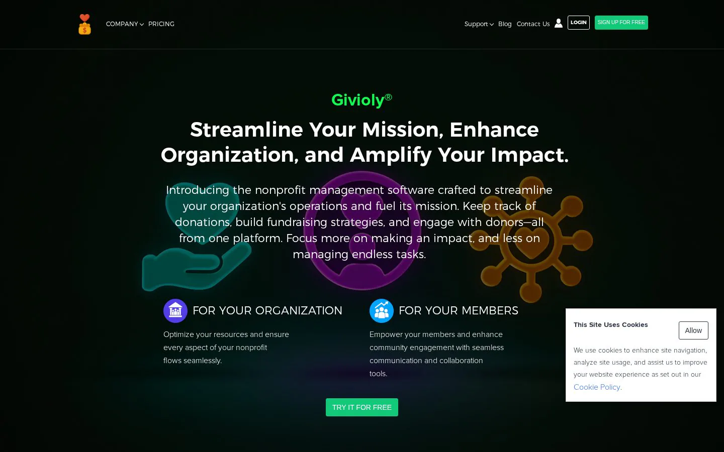 Givioly website homepage