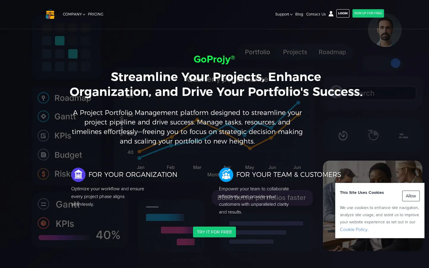 GoProjy website homepage