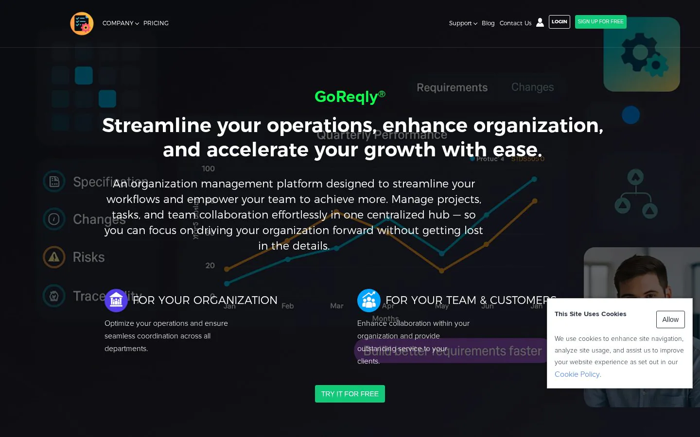 GoReqly website homepage