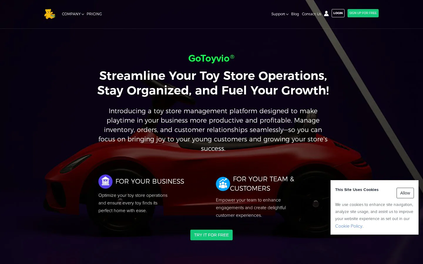 GoToyvio website homepage