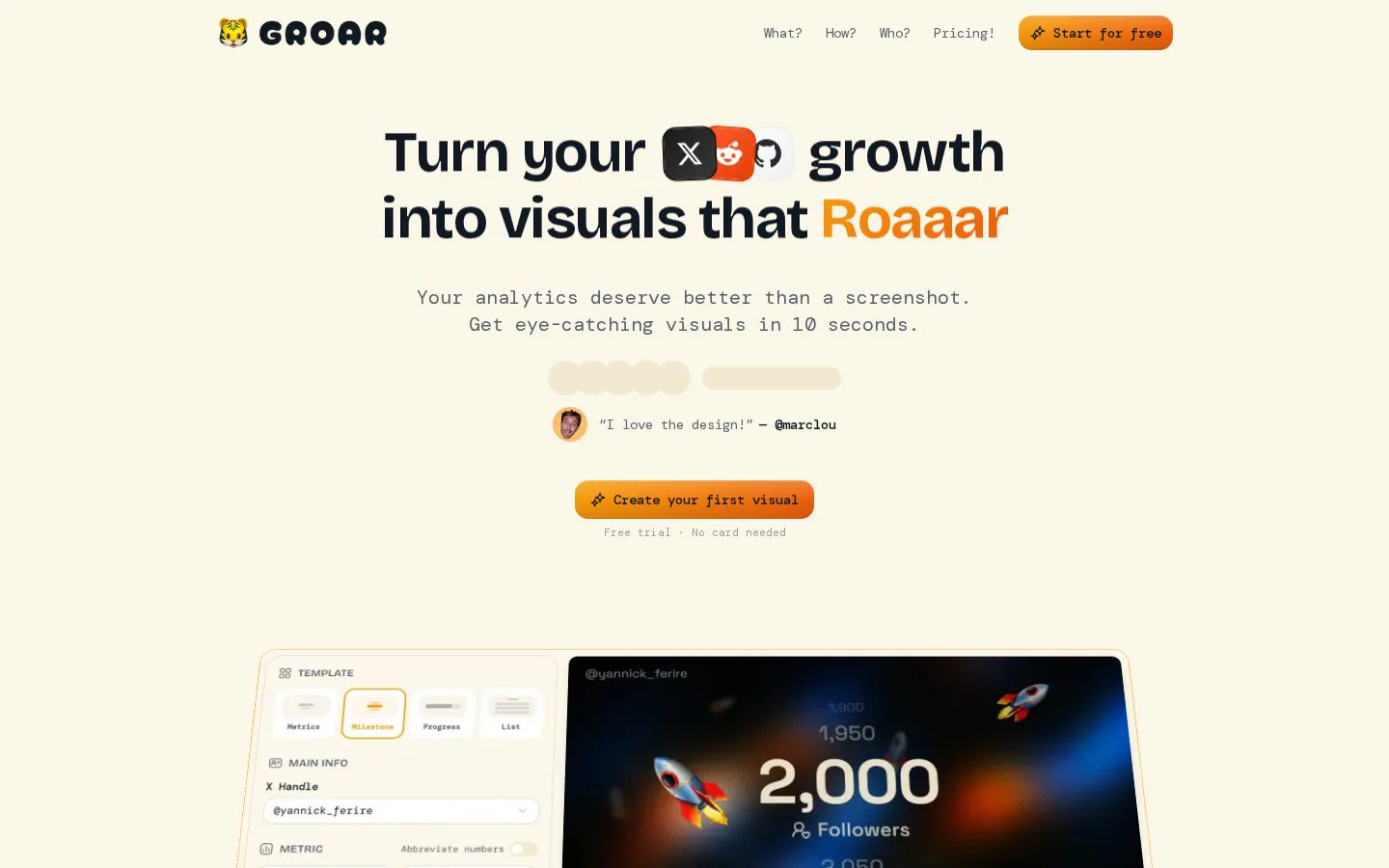 🐯 GROAR website homepage