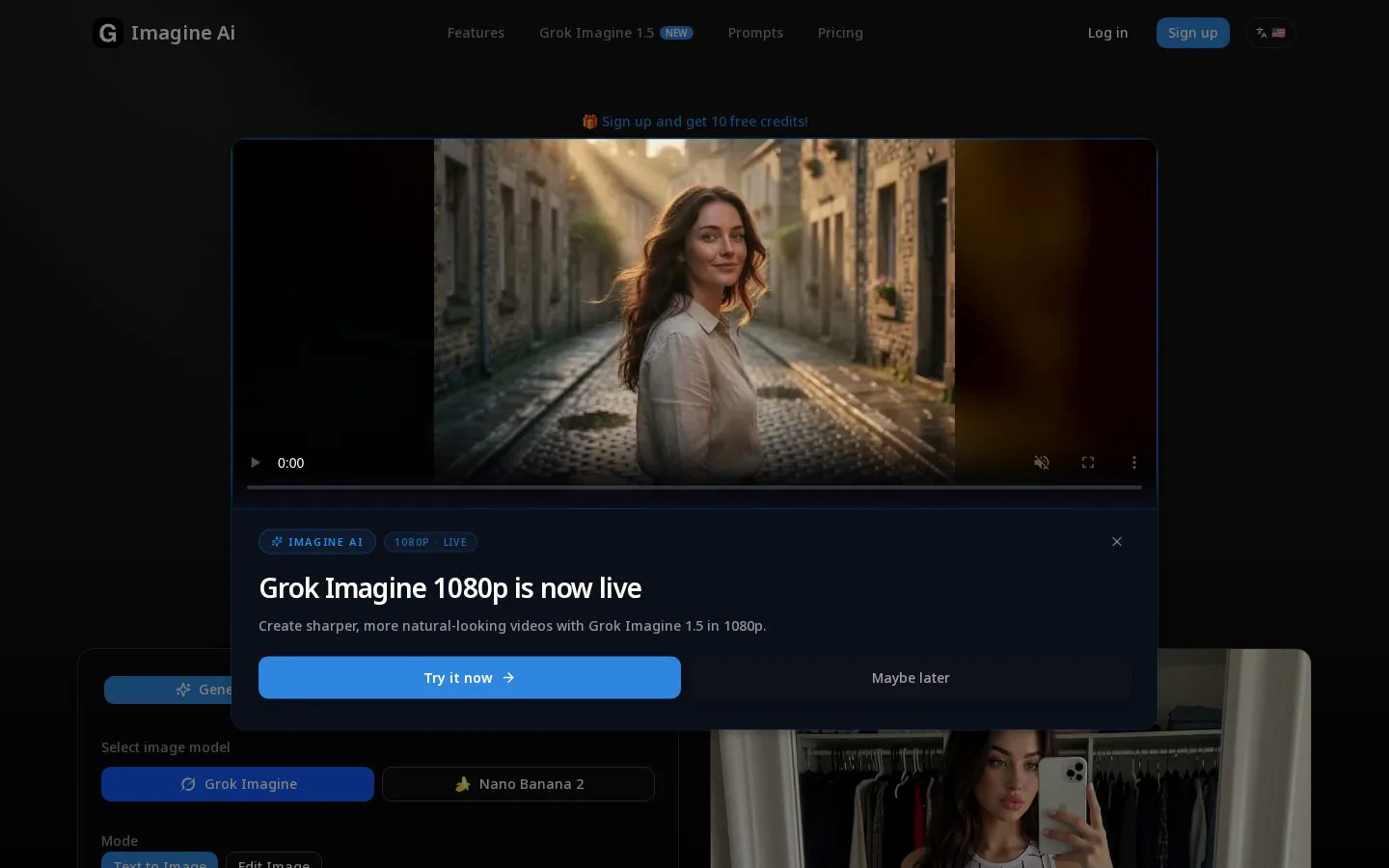 Grok Imagine screenshot showing a woman in a suit