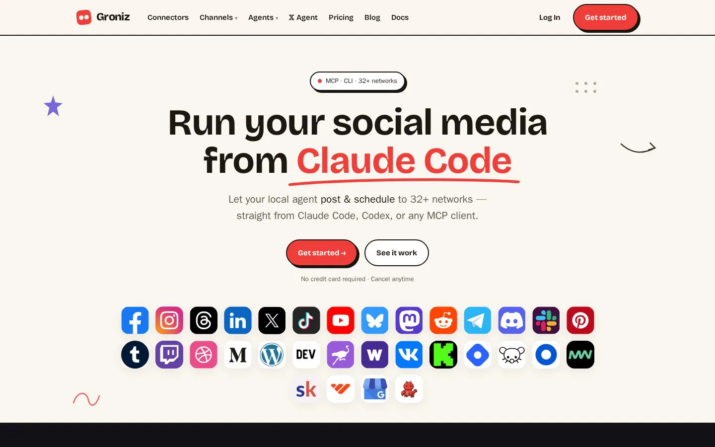 Groniz website homepage
