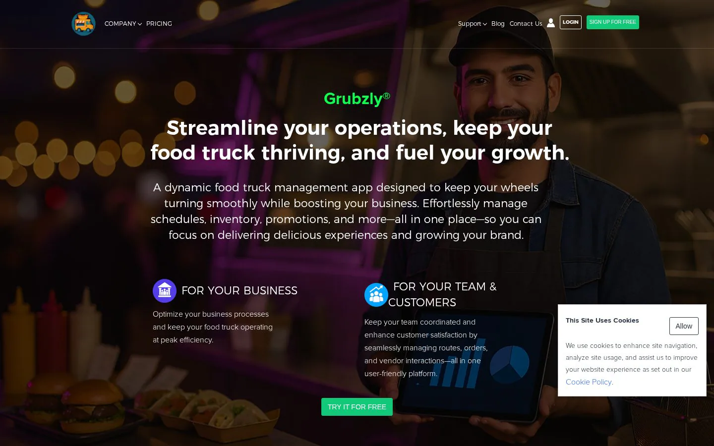 Grubzly website homepage