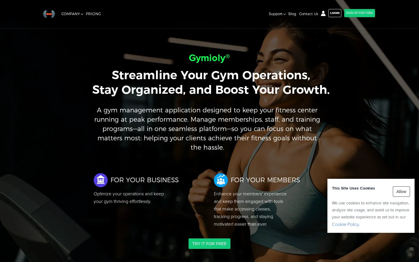 Gymioly website homepage