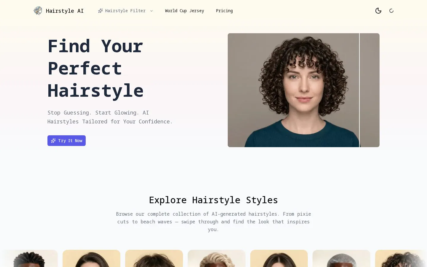 Hairstyle AI website homepage