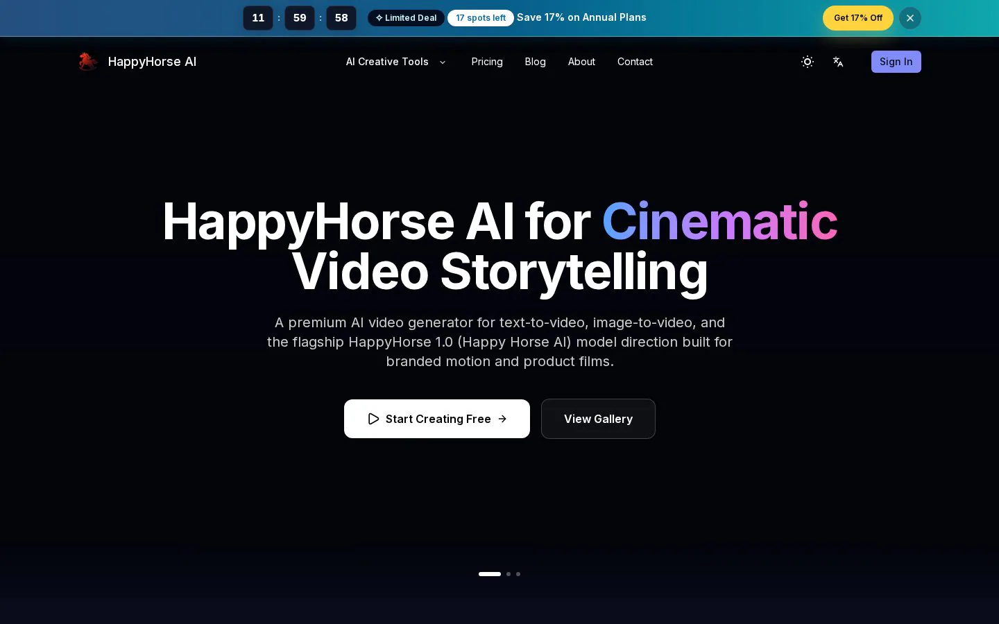 HappyHorse AI website homepage