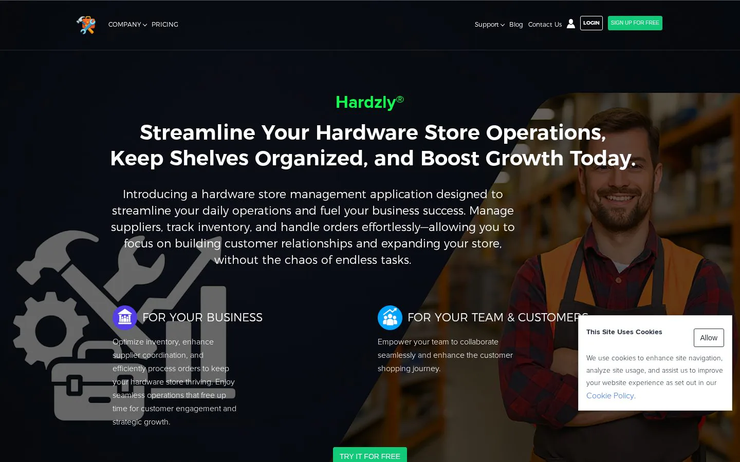 Hardzly website homepage