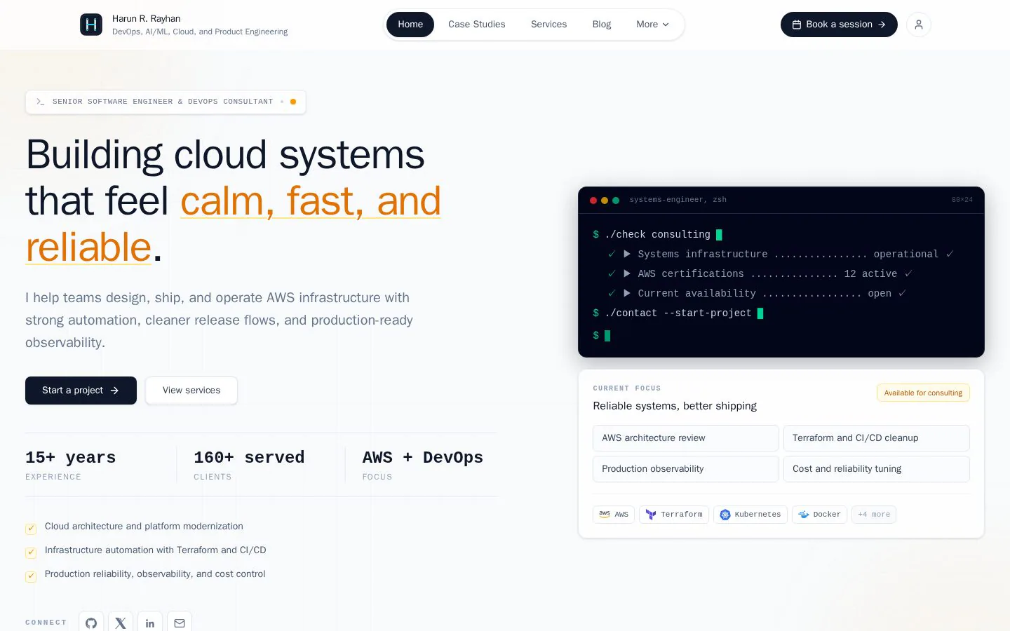 Homepage of harun.dev