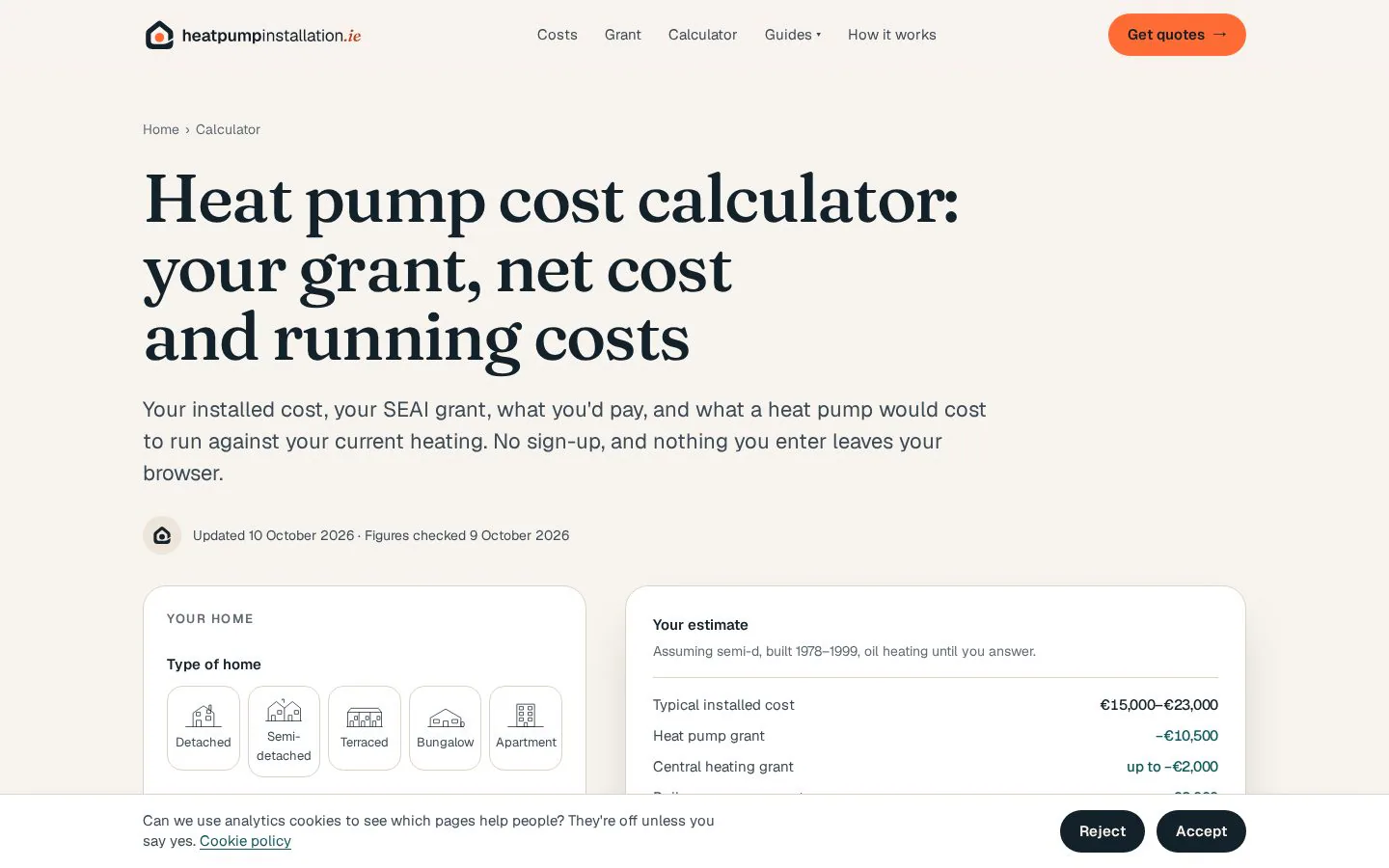 Homepage of heatpumpinstallation.ie