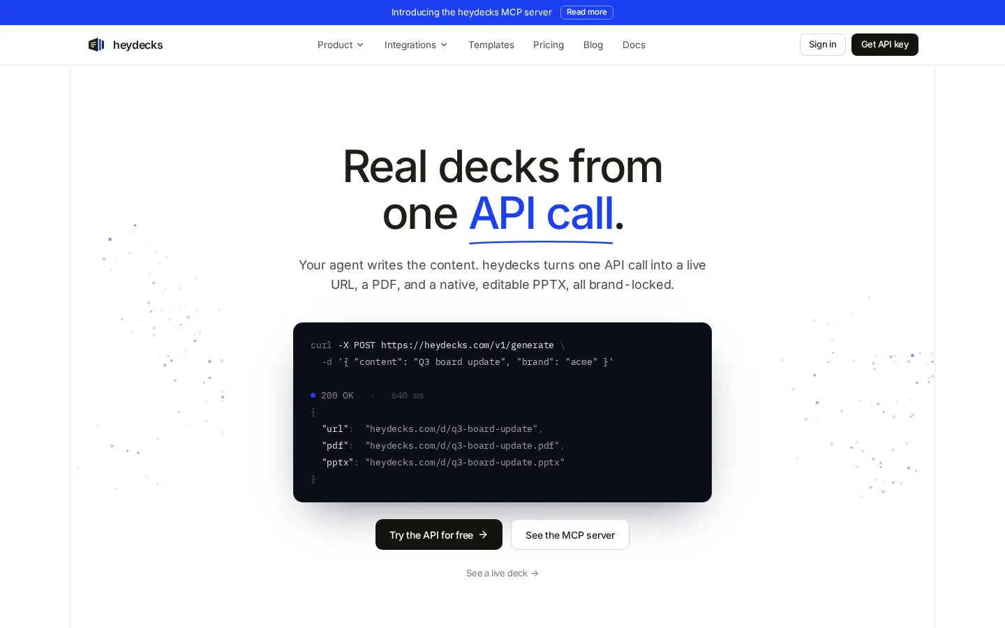 Heydecks website homepage
