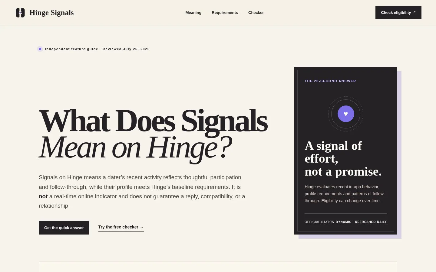 Hinge Signals website homepage