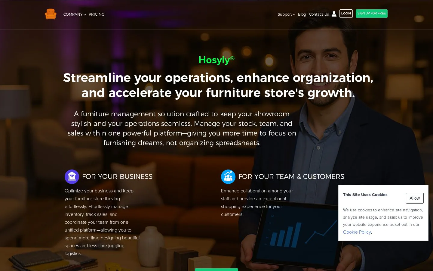 Hosyly website homepage