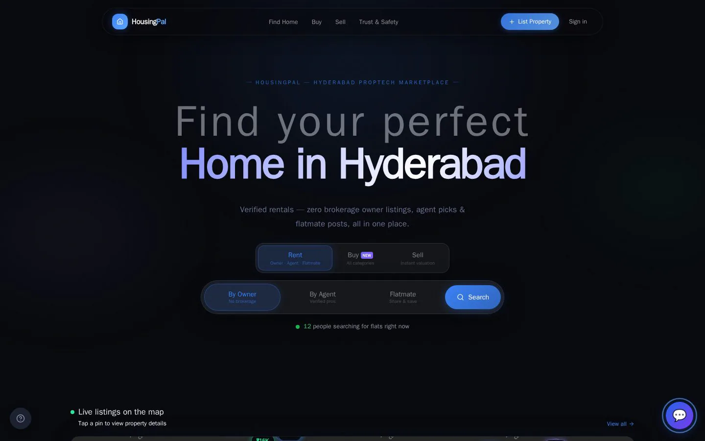HousingPal website homepage