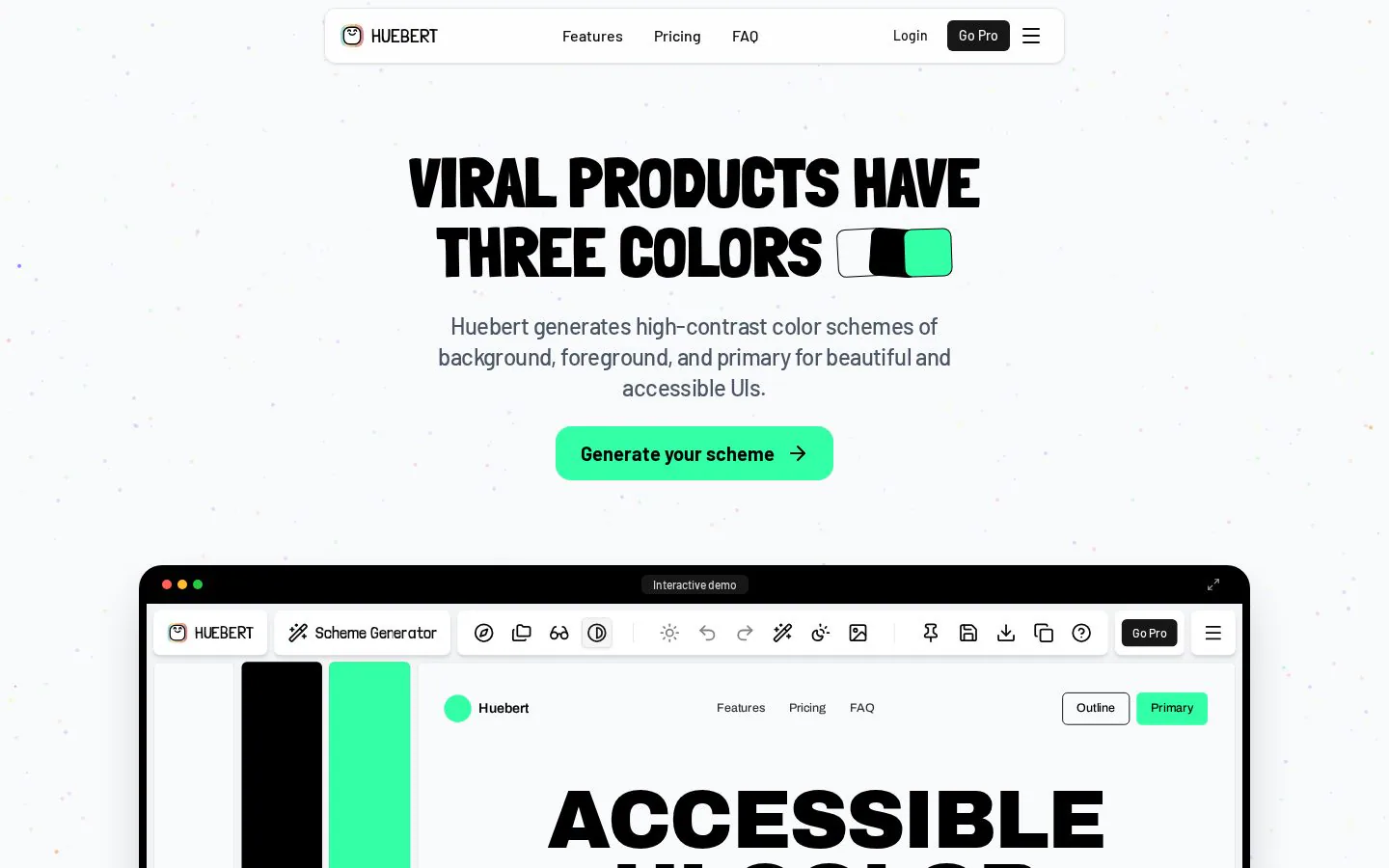 Huebert website homepage
