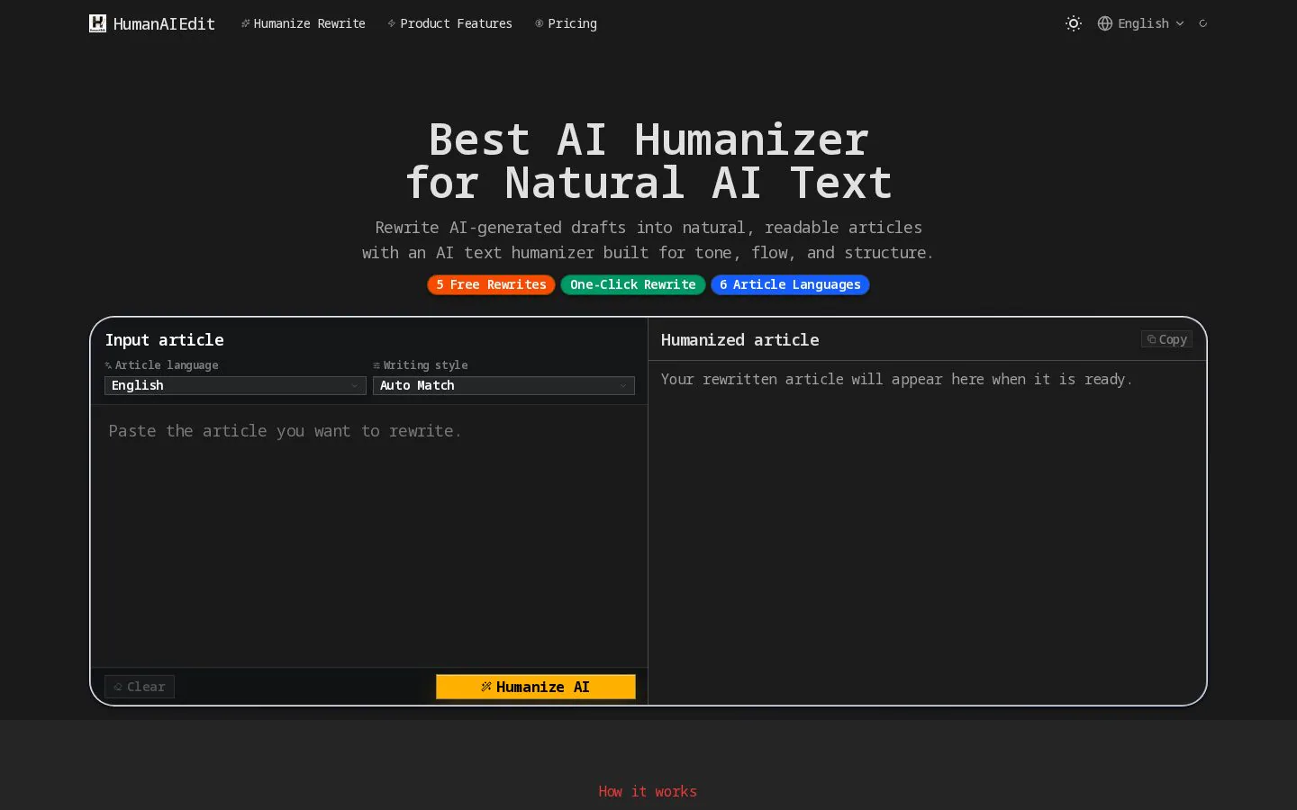 Homepage of humanaiedit.com