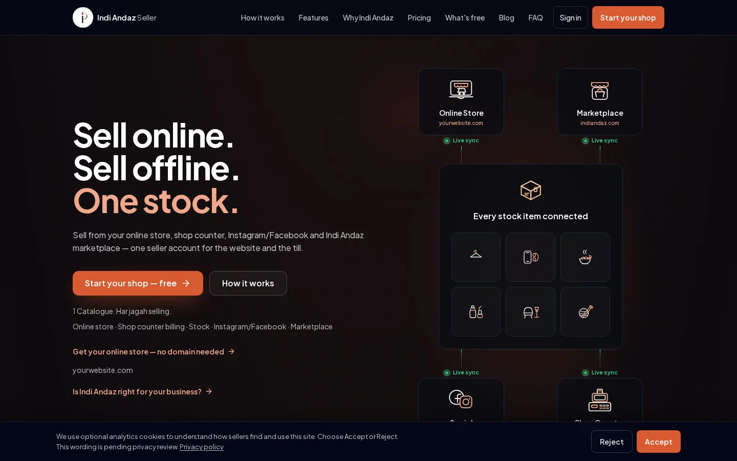Homepage of seller.indiandaz.com