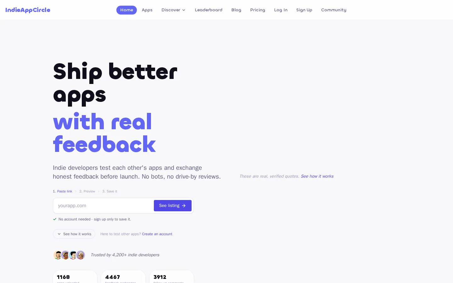 IndieAppCircle website homepage