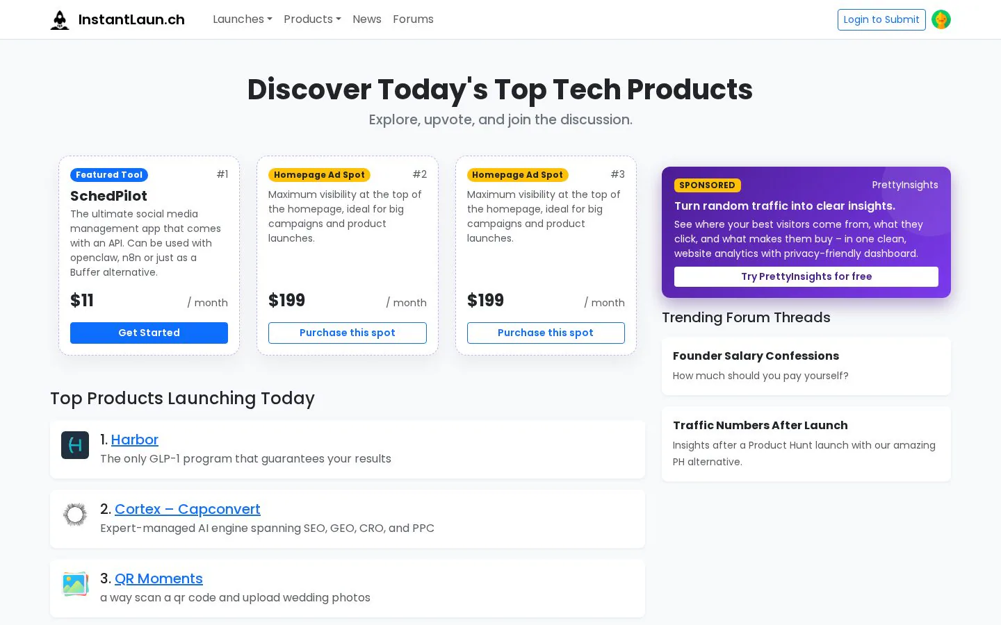 InstantLaunch website homepage