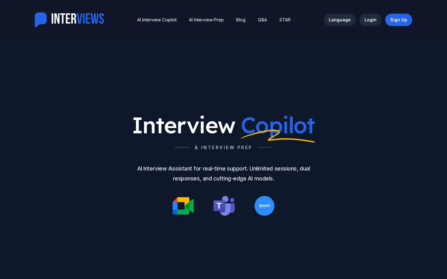 Interviews Chat website homepage