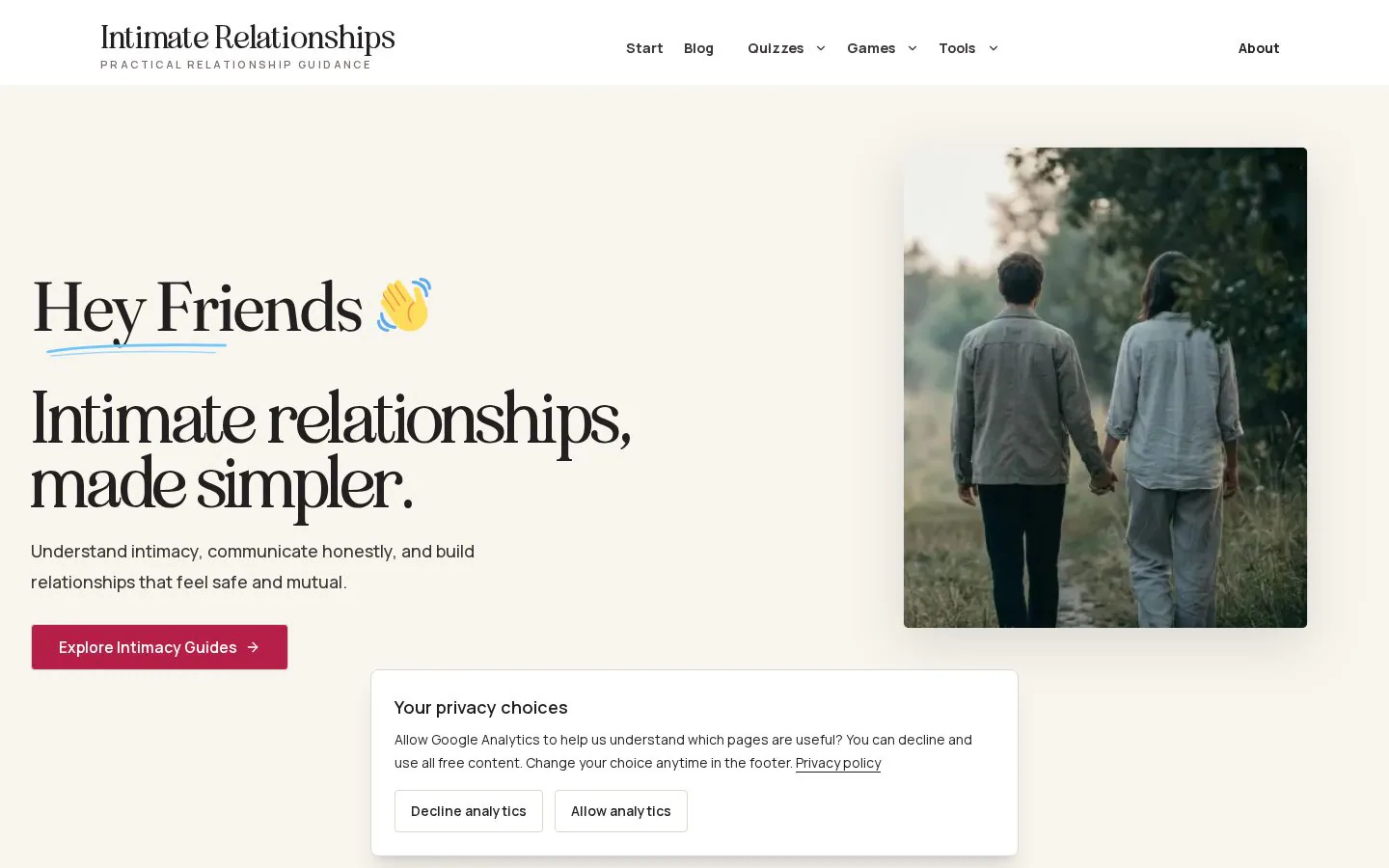 Intimate Relationships website homepage