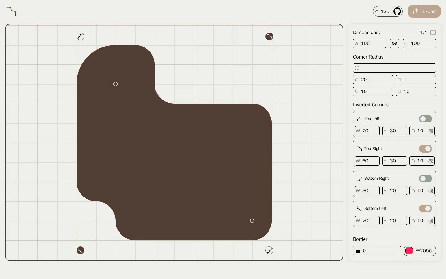 Inverted Border Radius Generator website homepage