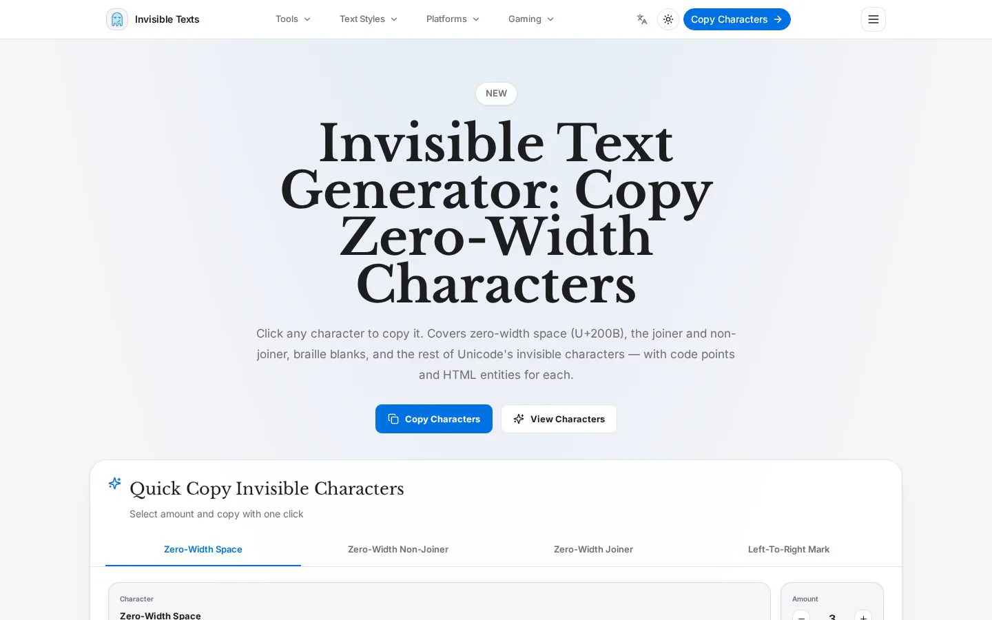 Homepage of invisible-texts.com