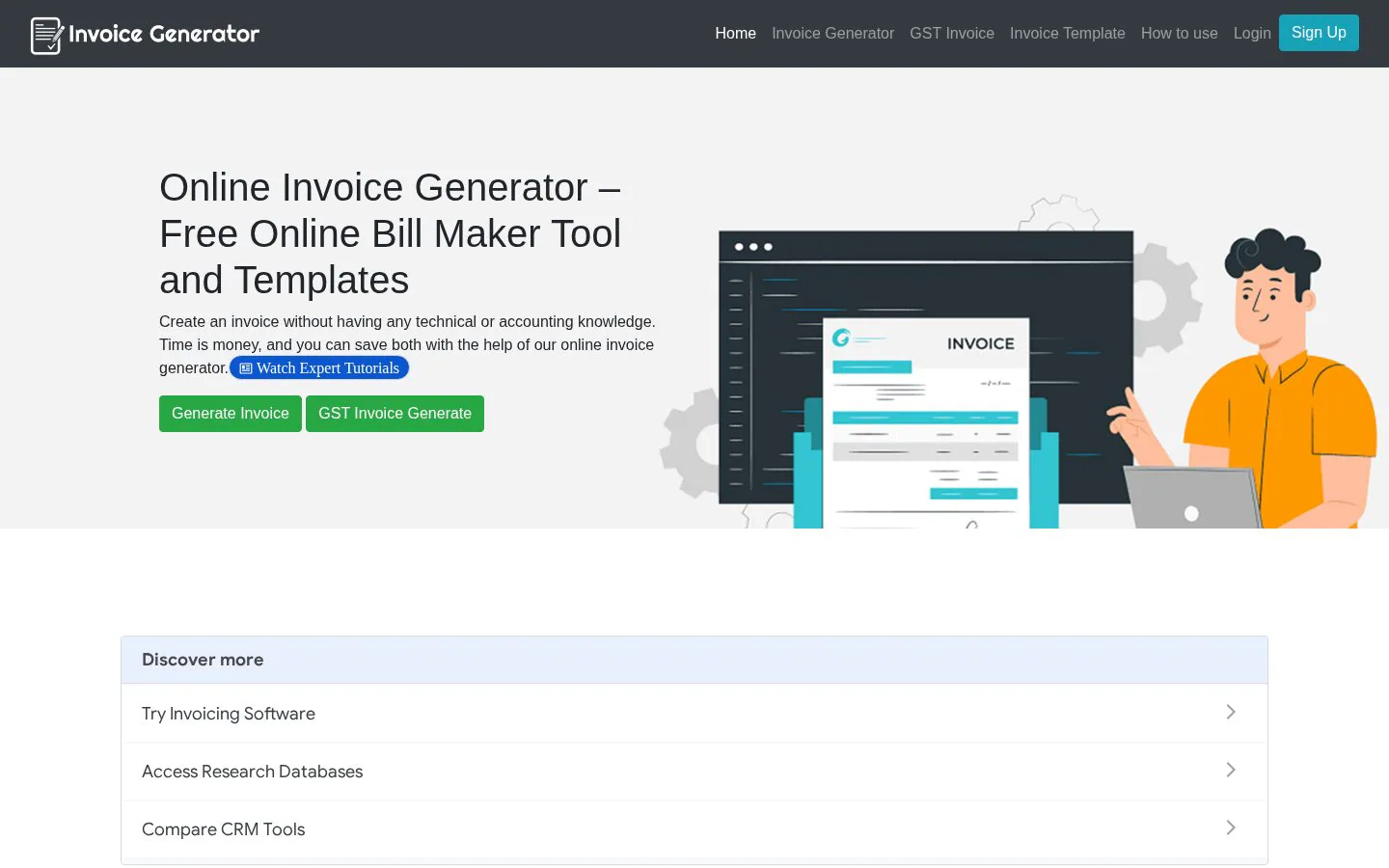 Invoice Generator Online website homepage