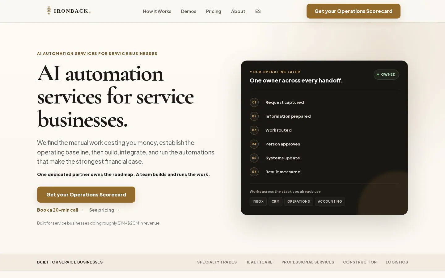 Ironback website homepage