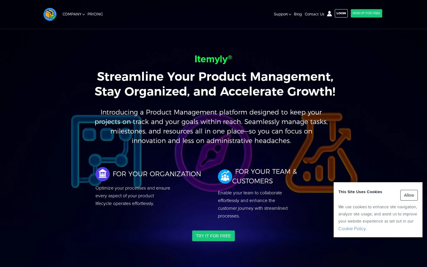 Itemyly website homepage