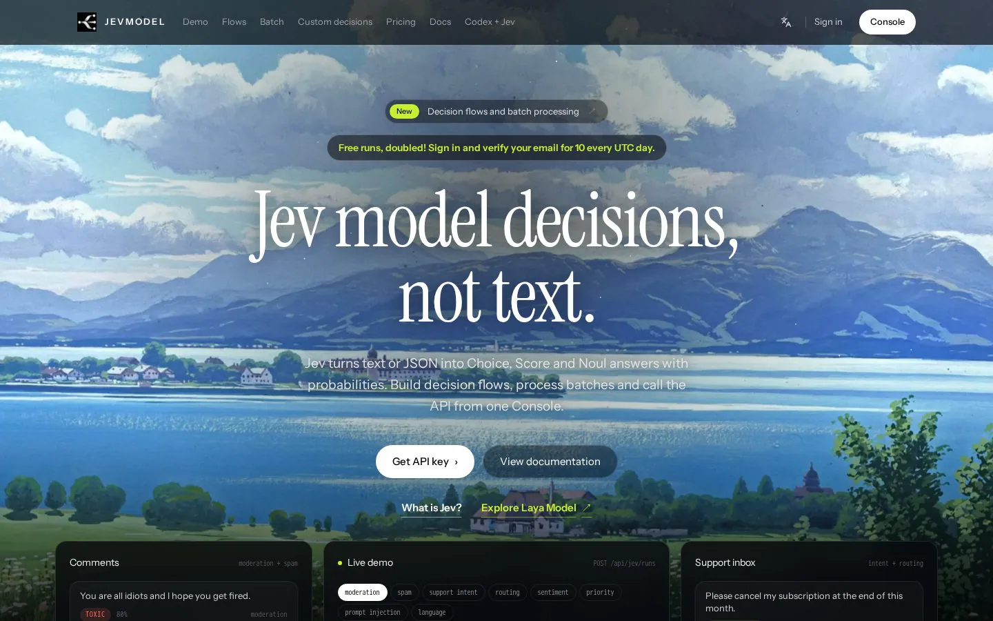 Homepage of jevmodel.app
