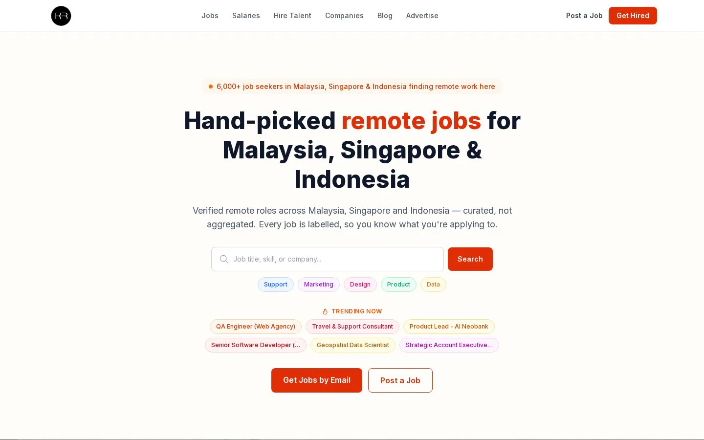 Kerja-Remote.com website homepage